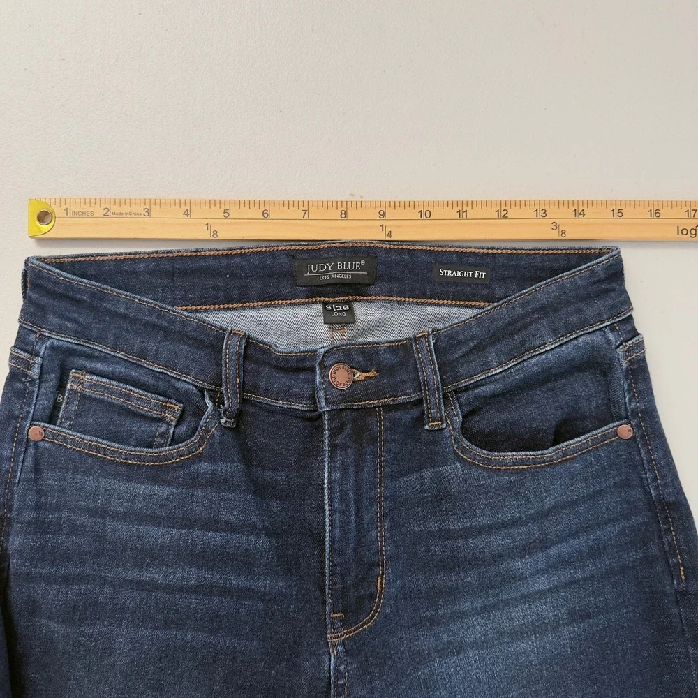Judy Blue Straight Fit Jeans Womens 9/29 Long Dark Wash Stretch Denim Pants
